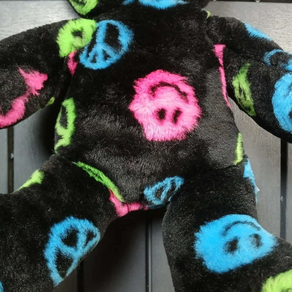 Build-A-Bear Black Peace Sign Smiley Face Bear 15
